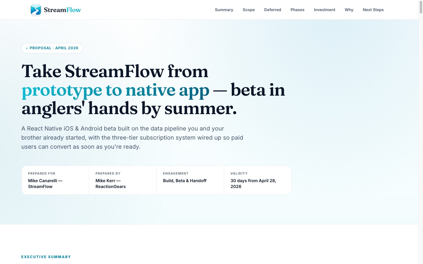 StreamFlow mobile app proposal