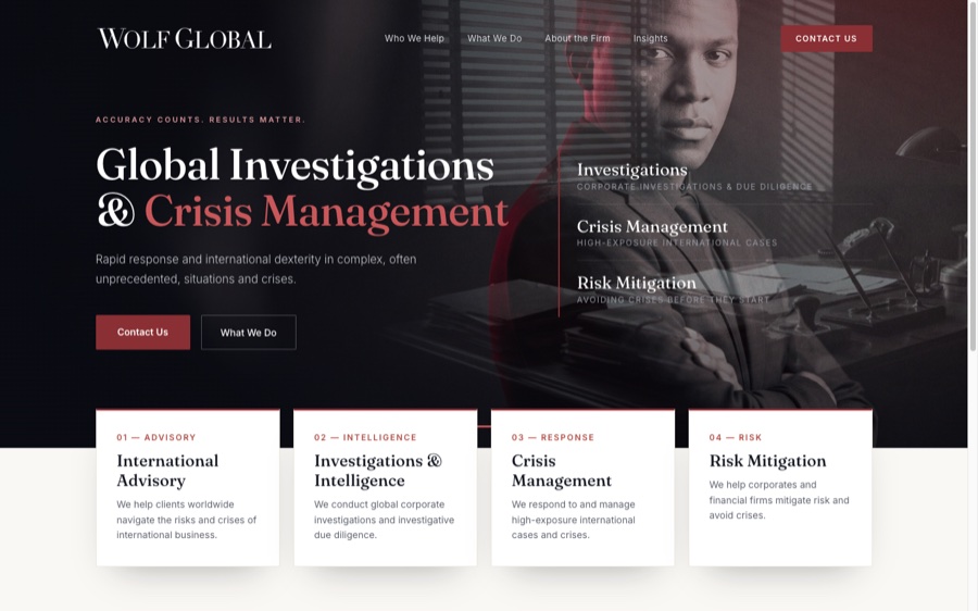 Wolf Global investigations firm website
